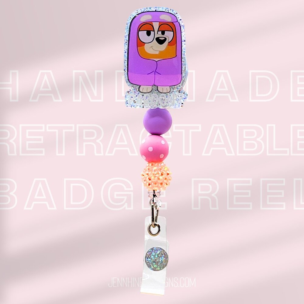 Bluey Bingo Granny Pardon Badge Reel | Cute Badge Holder | Nurses | Retractable
